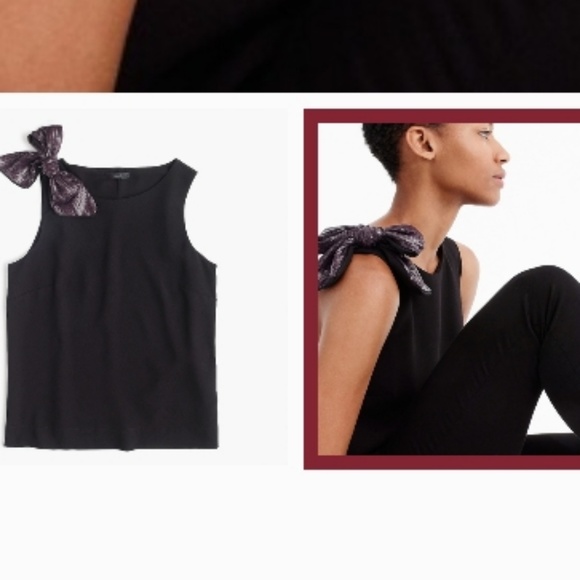 J. Crew Tops - J. Crew Womens Black Shoulder Bow Drapey top